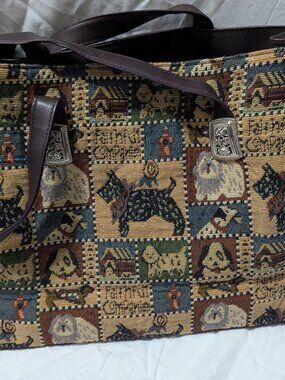 Dog themed burgundy tote/purse